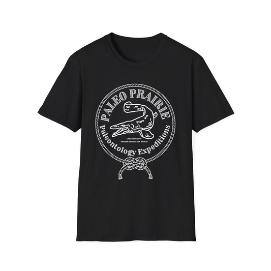 Paleo Prairie Expeditions Tee – Mosasaur Emblem, Unisex Softstyle T-Shirt